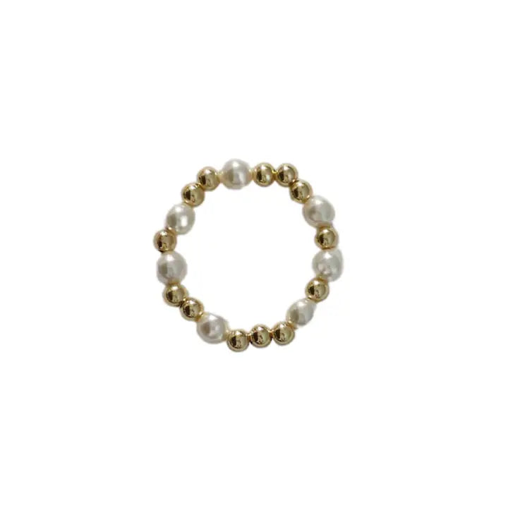 Jolie 14k Gold Filled and Pearl Beaded Stretchy Ring