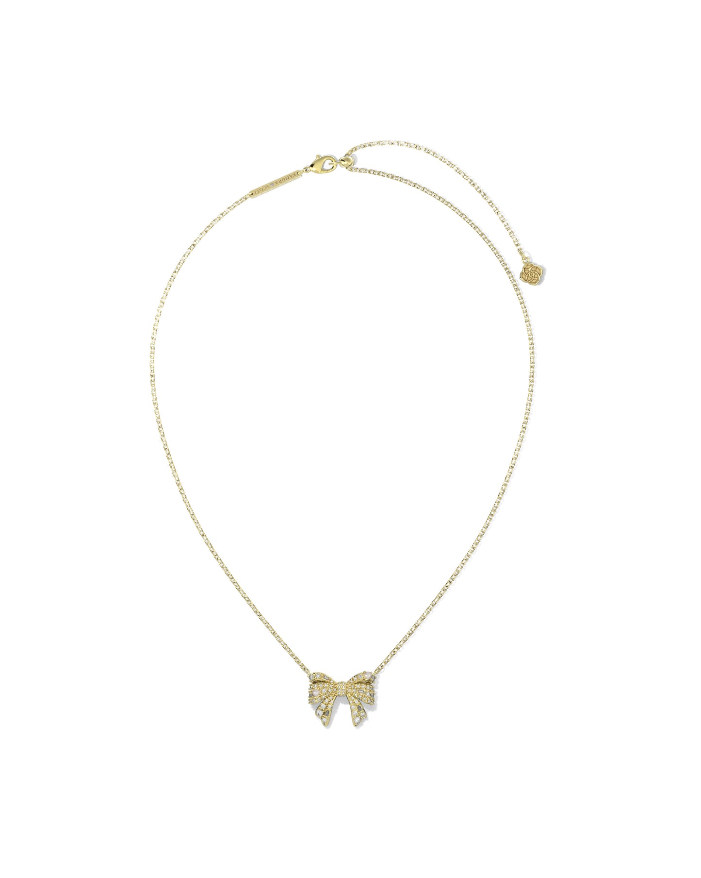 Krista Bow Gold Short Pendant Necklace in White Mix