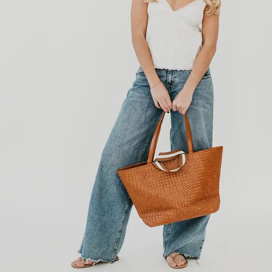 Tiffany Woven Brown Tote Bag