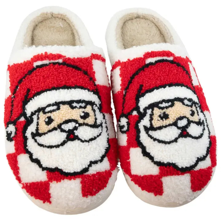 Santa Red Checkered Slippers