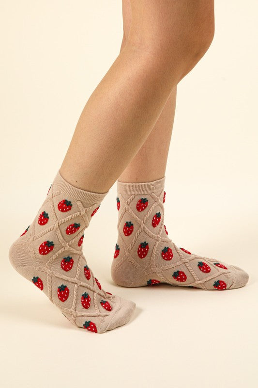 Berry Patch Beige Socks