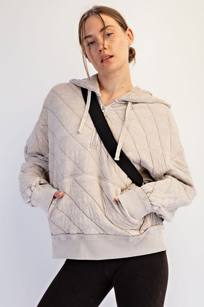 Small Town Story Beige Half Zip Top
