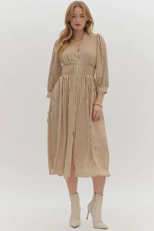 Much to Do Brown Midi Dress