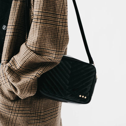 Coco Black Quilted Camera Crossbody Bag