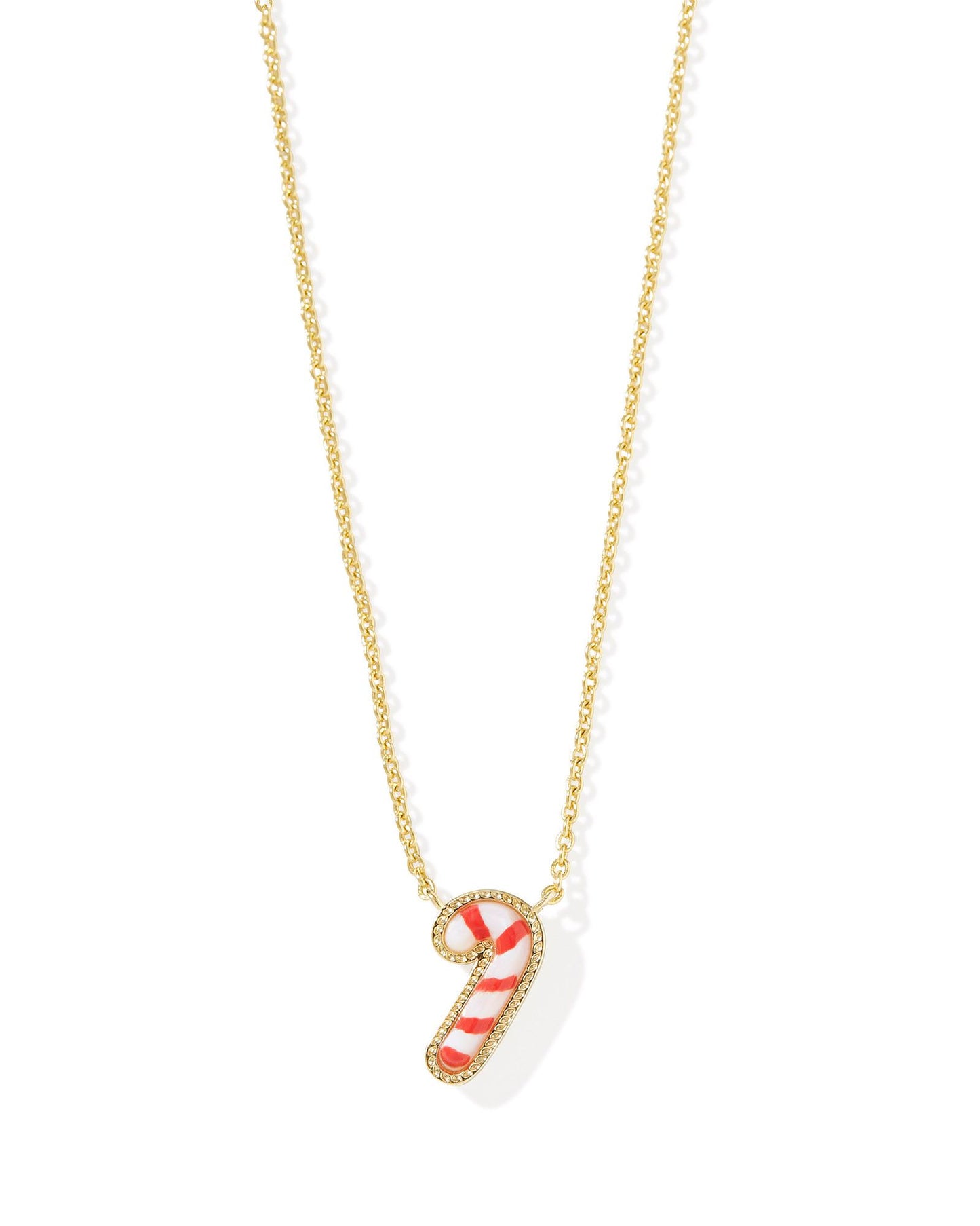 Candy Cane Gold Short Pendant Necklace in Ivory Mother of Pearl