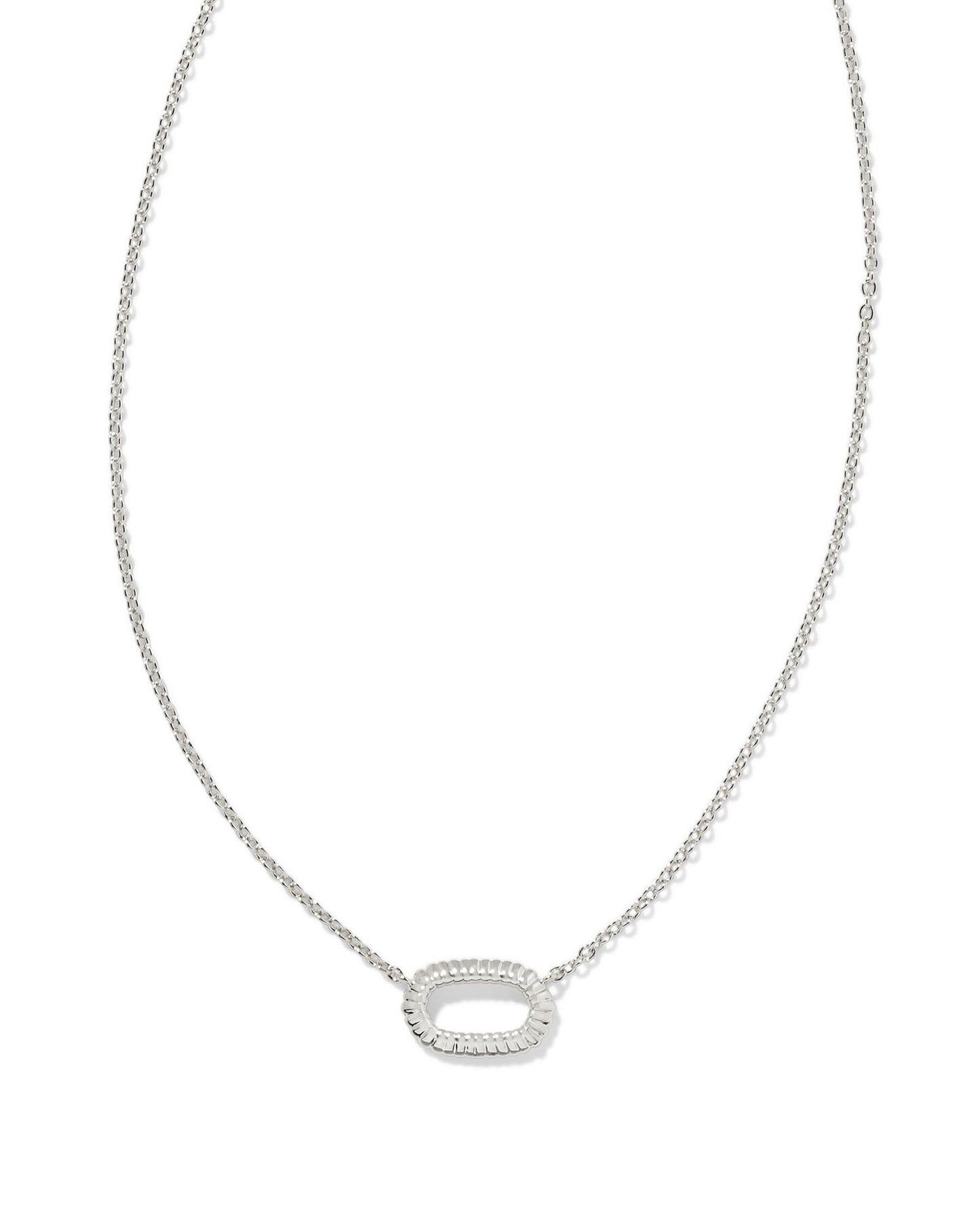 Elisa Silver Ridge Open Frame Pendant Necklace