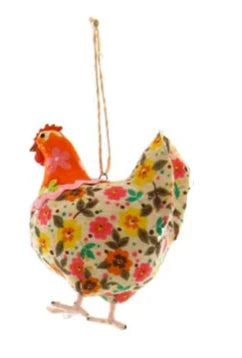 Calico Hen White Ornament