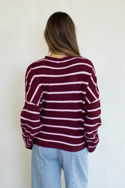 Out the Door Wine Red Cardigan