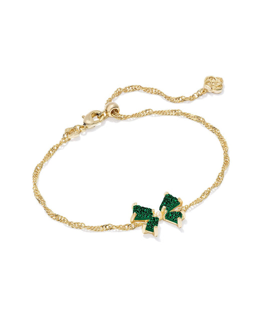 Blair Bow Gold Small Chain Bracelet in Emerald Drusy