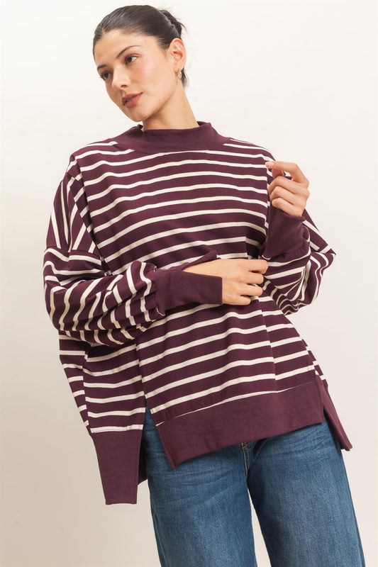 Let It Be Easy Raspberry/Ecru Sweatshirt