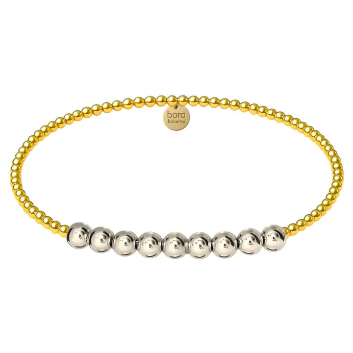 Robyn 14K Gold Filled Two-Tone (gold/silver) Beaded Bracelet