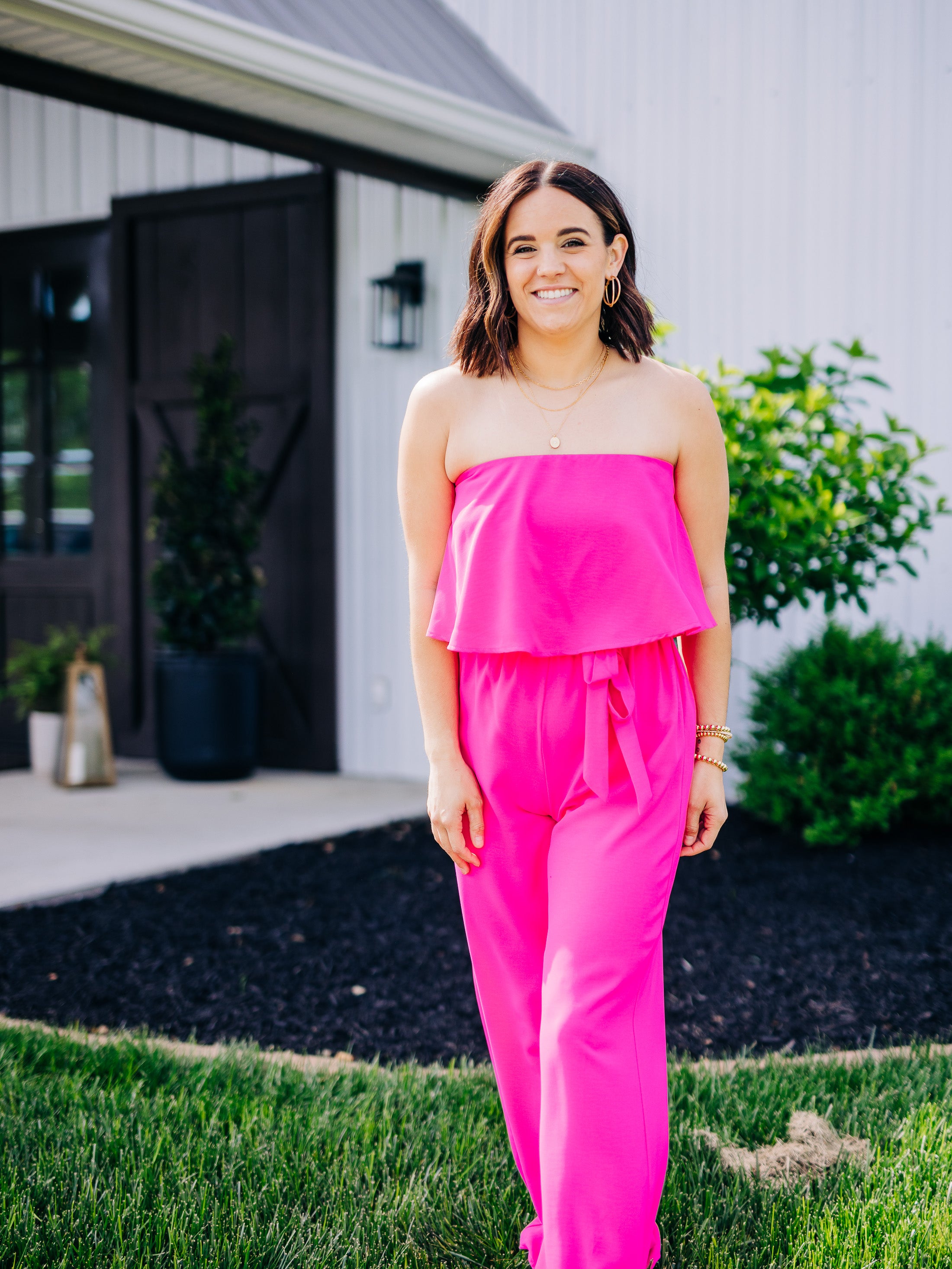 Pink jumpsuit clearance outfit