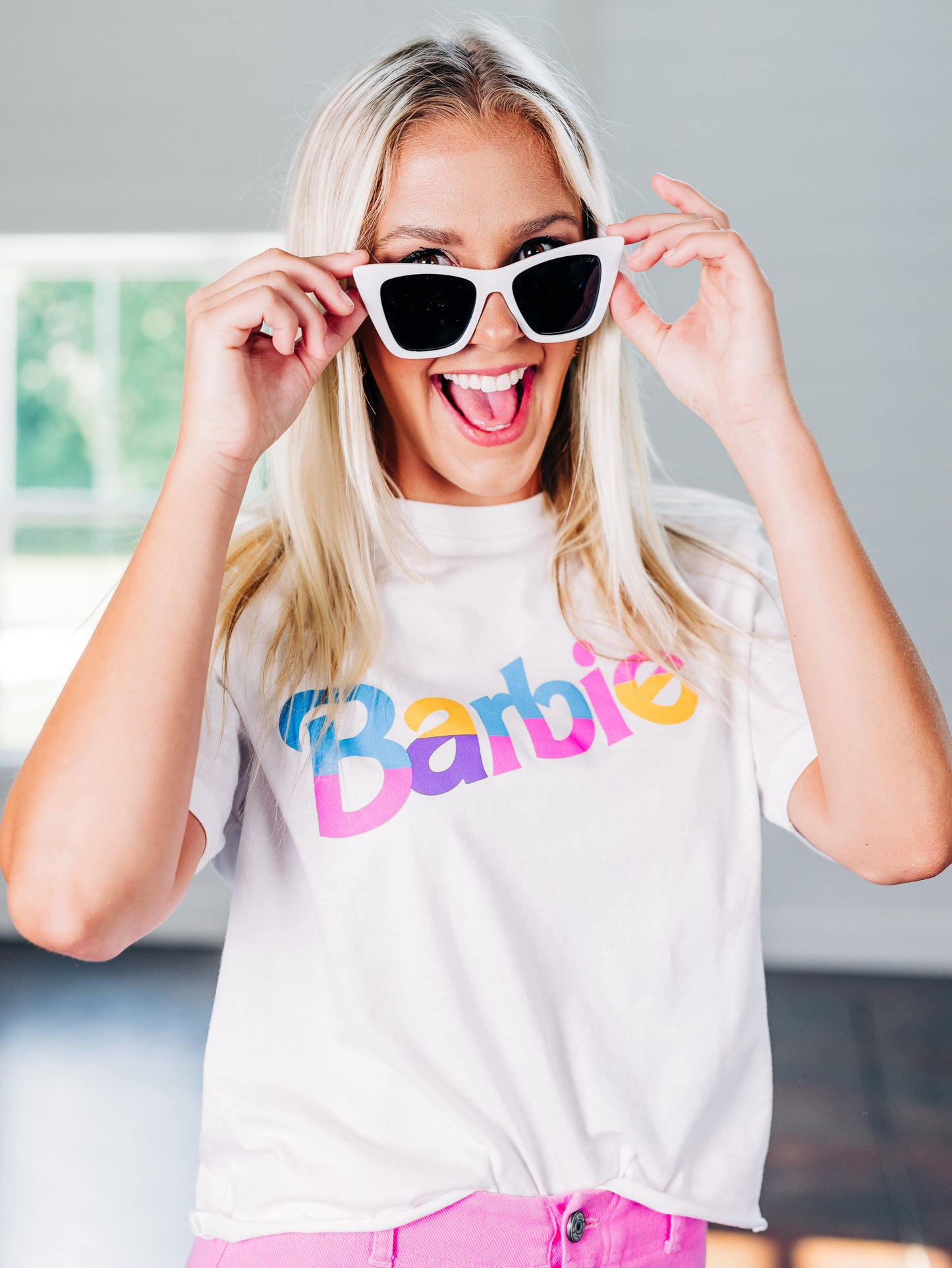 Let's Go Party Barbie White Tee