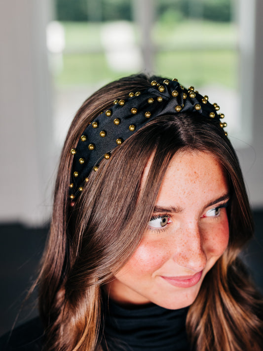 Gold Ball Black Headband