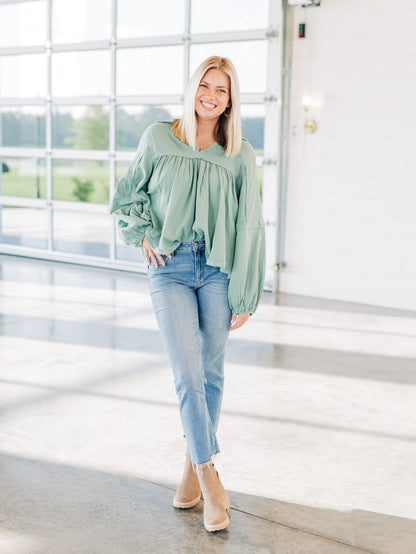 Never Without You Sage Green Top