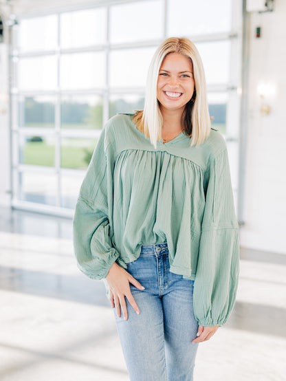 Never Without You Sage Green Top