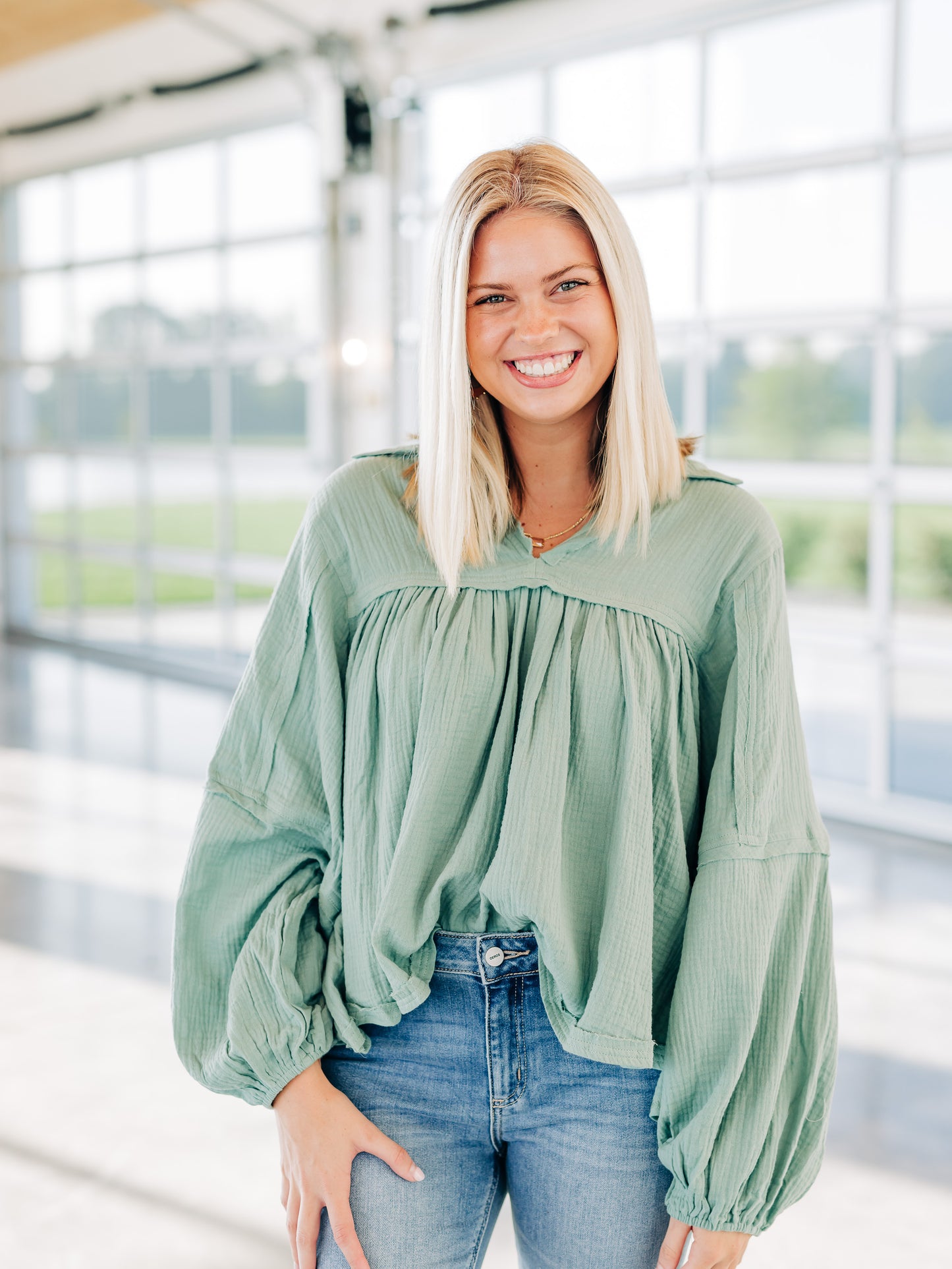 Never Without You Sage Green Top