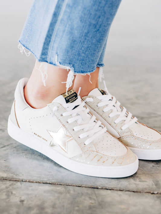 Denisse White Blush Croco Sneakers