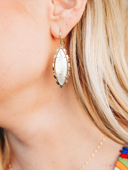 Genevieve Gold Drop Earrings in Ivory Mother of Pearl