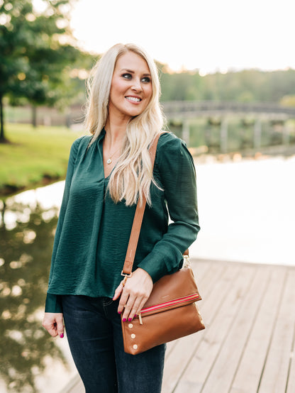 Let Your Light Shine Hunter Green Top