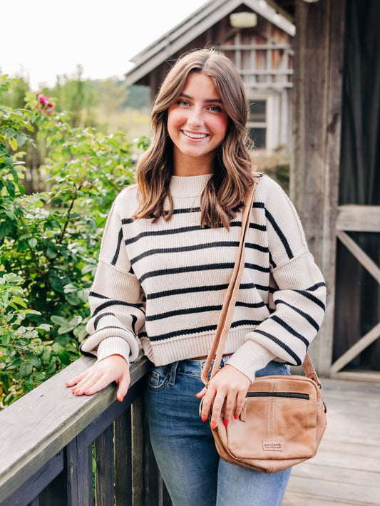Easy Street Stripe Pearl Combo Crop Pullover