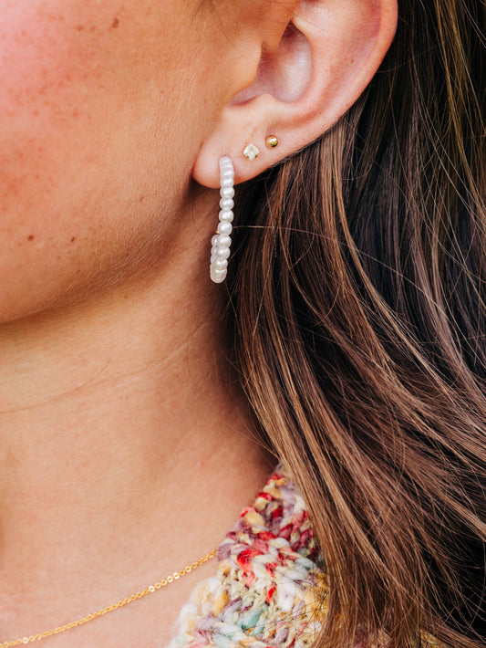 Stay Classy Cream Hoop Earrings