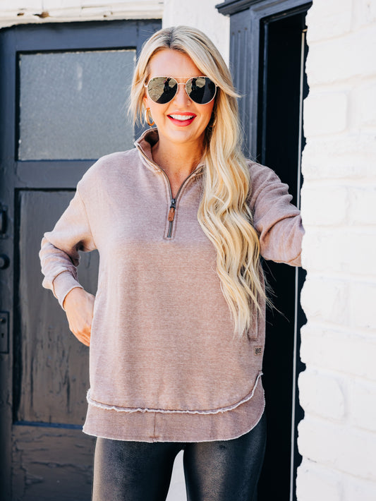 Sojourn Quarter Zip Acorn Top