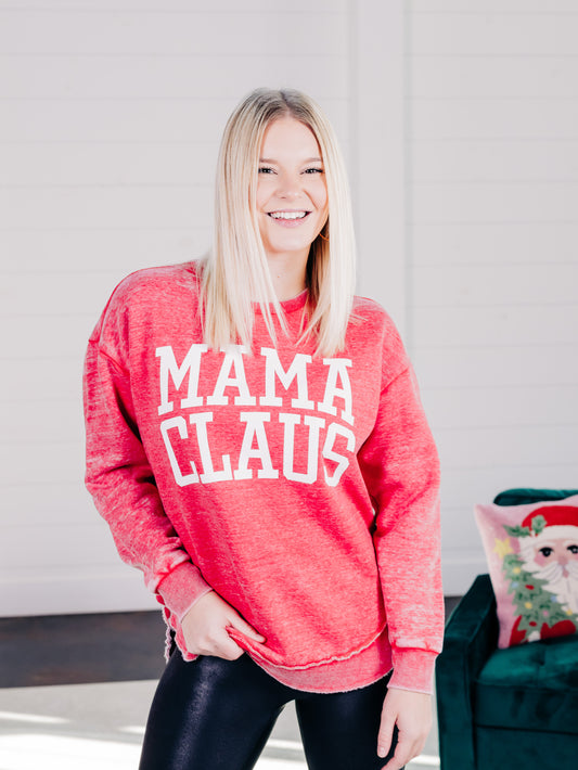 Mama Claus Vintage Washed Red Sweatshirt
