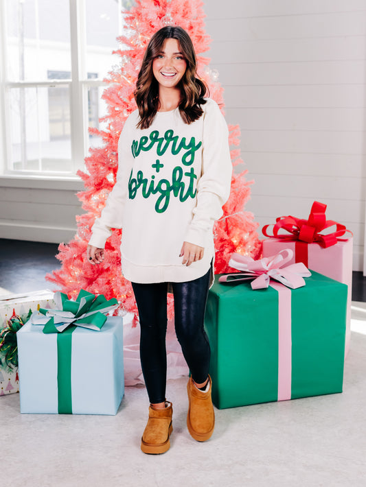 Merry and Bright Ivory Sweatshirt
