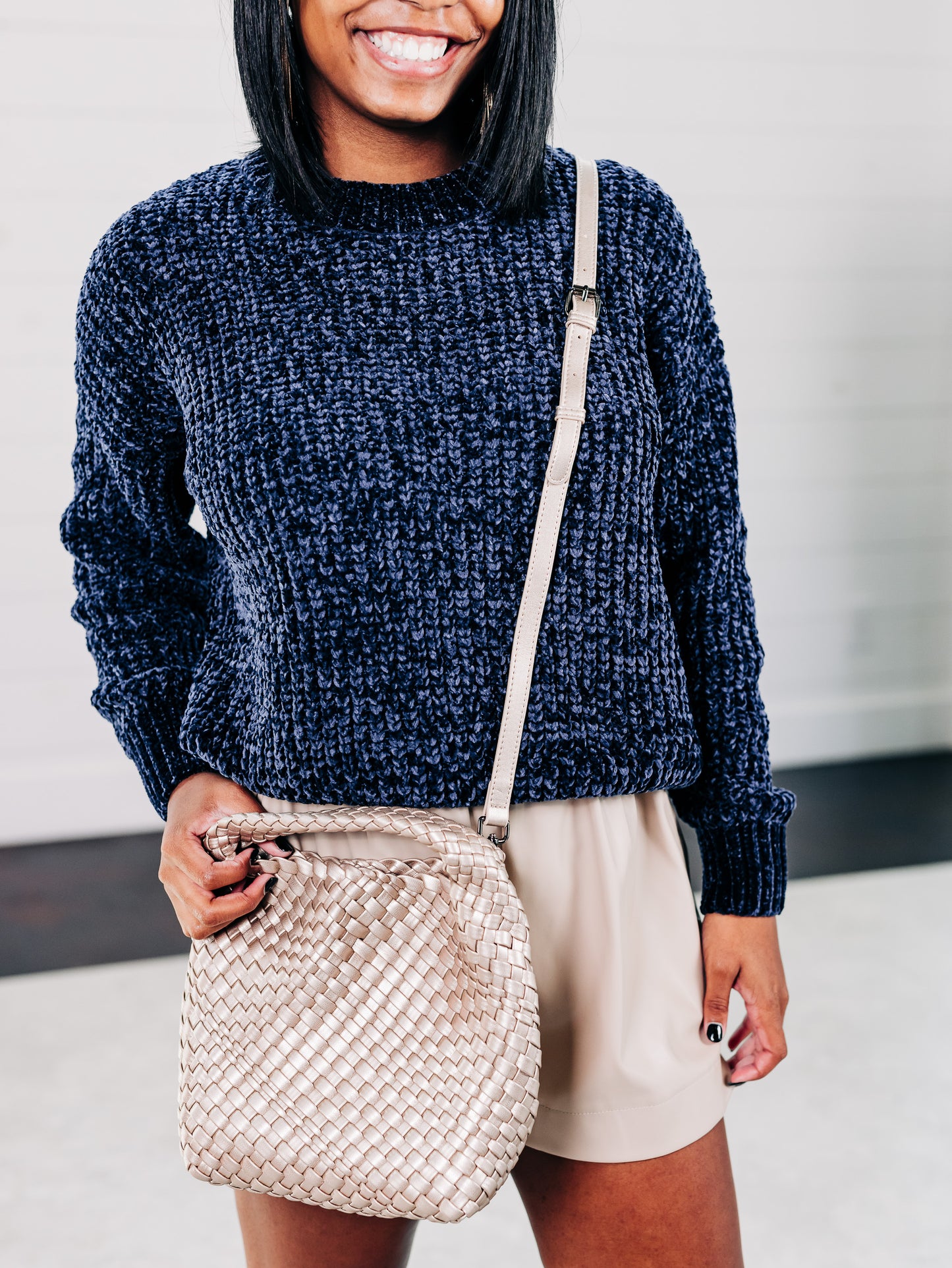 Woven Champagne Crossbody