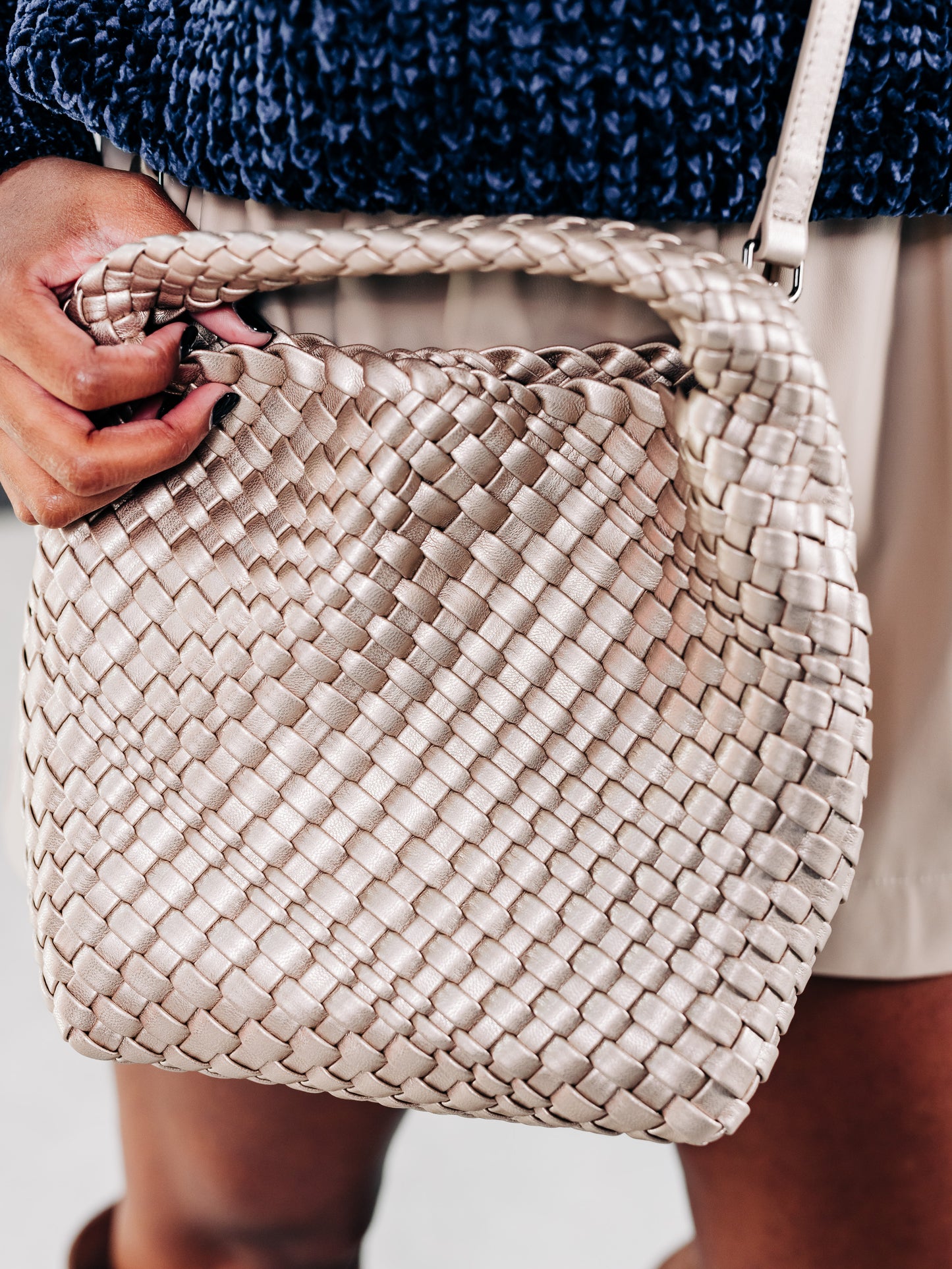 Woven Champagne Crossbody