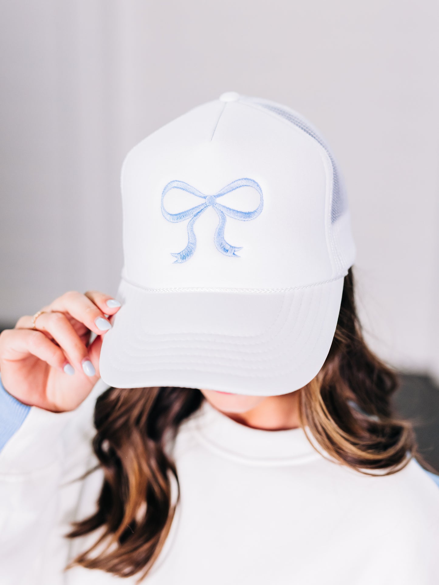 Girly Bow Blue/White Cap