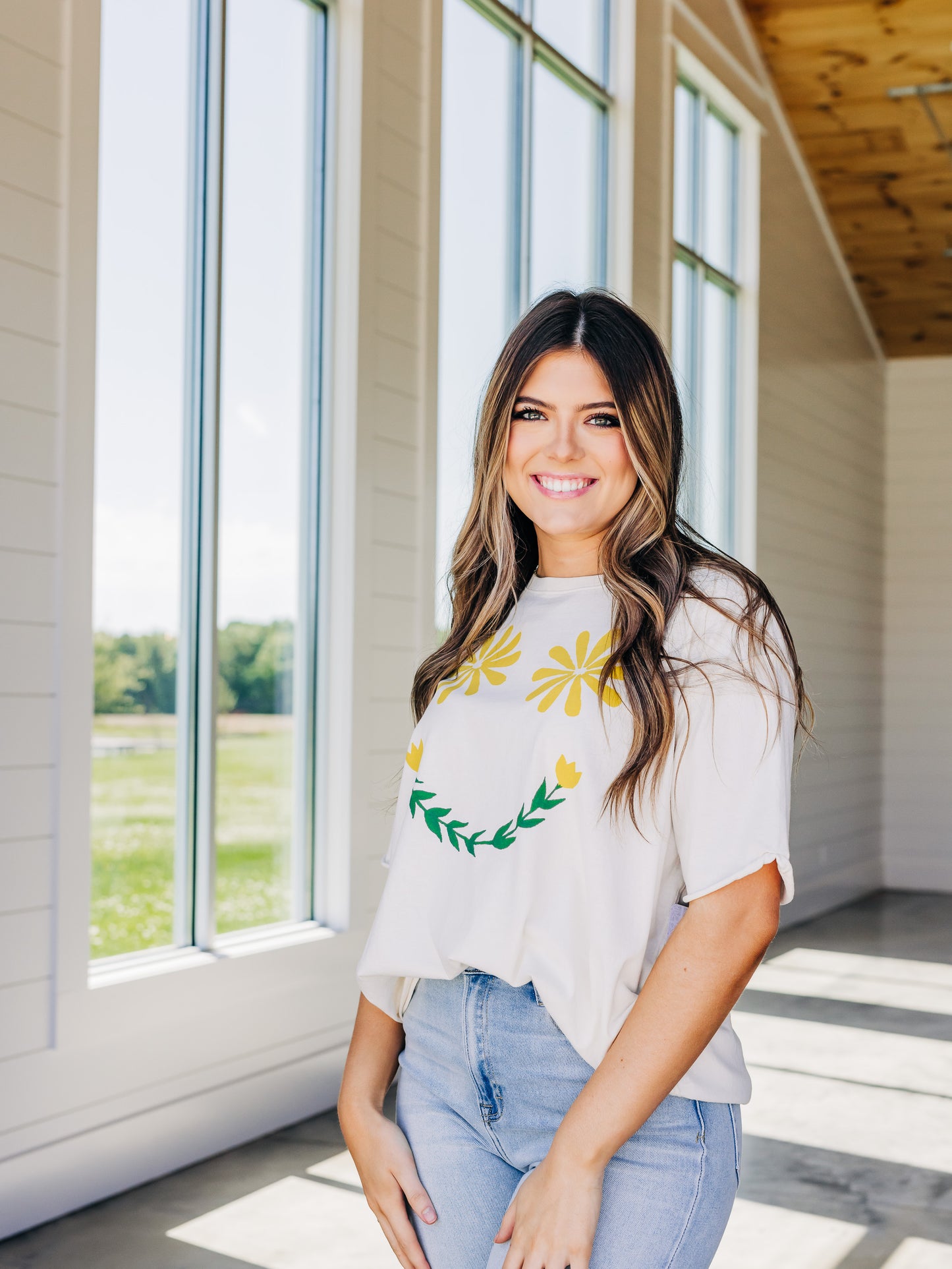 Sunshine Smiles Ivory Combo Tee