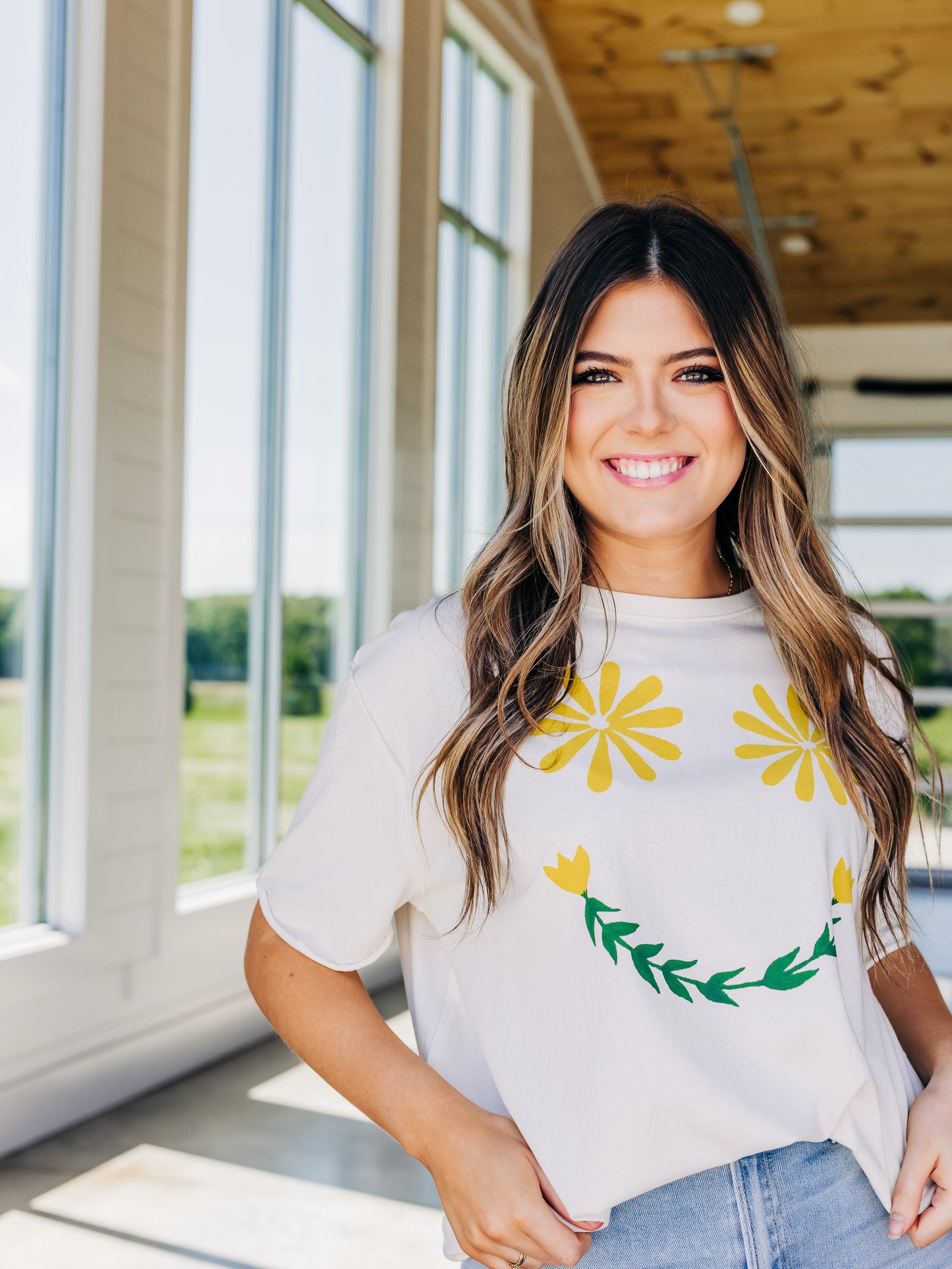 Sunshine Smiles Ivory Combo Tee