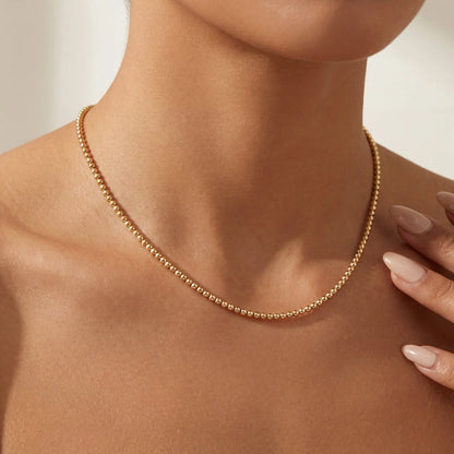 Classic 3mm 14K Gold Filled Beaded Necklace