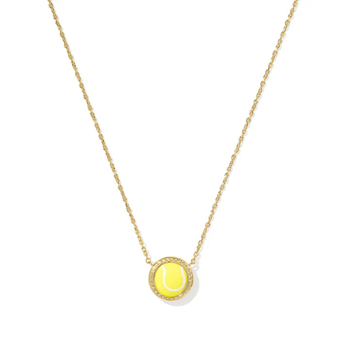 Tennis Gold Short Pendant Necklace in Chartreuse Magnesite