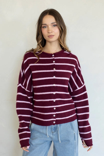 Out the Door Wine Red Cardigan