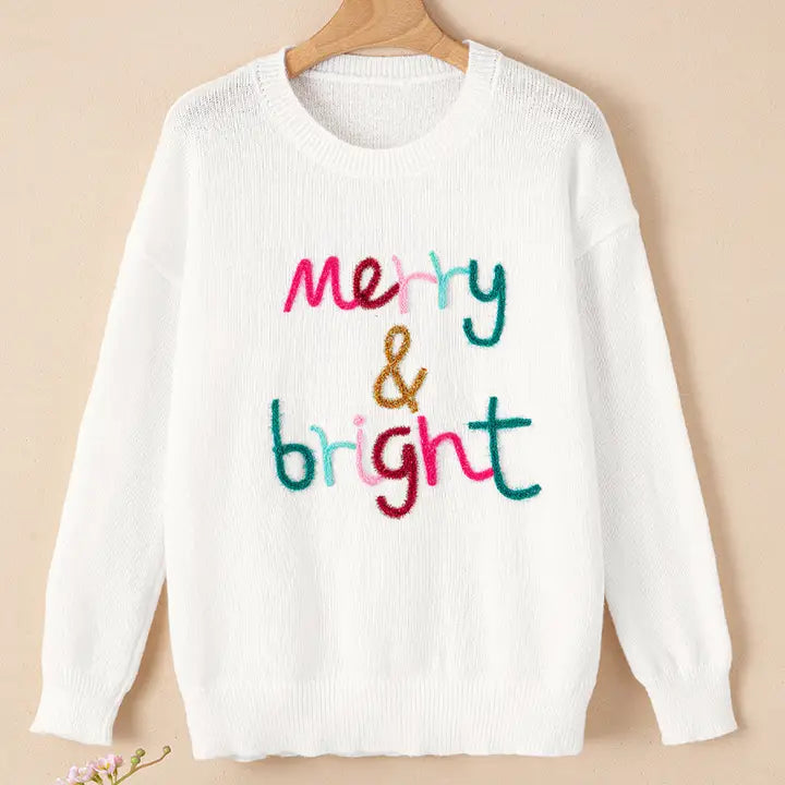 Merry & Bright White Sweater