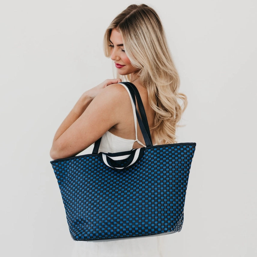 Tiffany Woven Navy Tote Bag