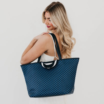 Tiffany Woven Navy Tote Bag