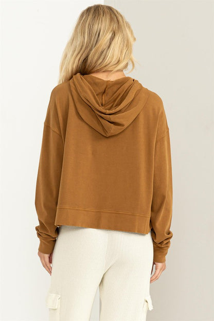 Happy Thoughts Pale Brown Hooded Top