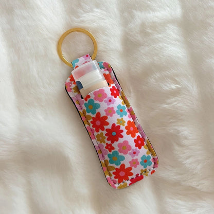 Lip Balm/Lipstick Retro Floral Keychain Holder