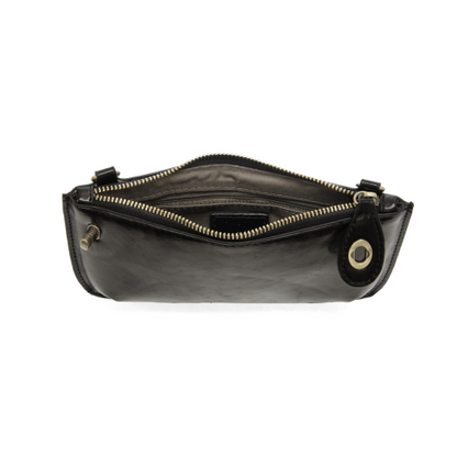 Mini Crossbody Liquid Metal Black Wristlet Clutch