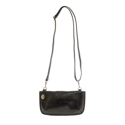 Mini Crossbody Liquid Metal Black Wristlet Clutch