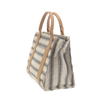 Pencil Stripe Black Mini Canvas Tote