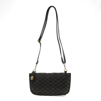 Lattice Black Crossbody Wristlet Clutch