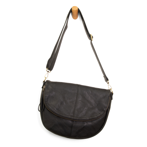 Selma Black Saddle Crossbody Bag