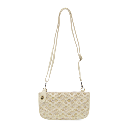 Lattice White Crossbody Wristlet Clutch