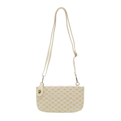 Lattice White Crossbody Wristlet Clutch