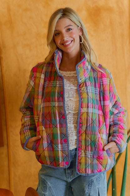 Vintage Plaid Quilted Jacket